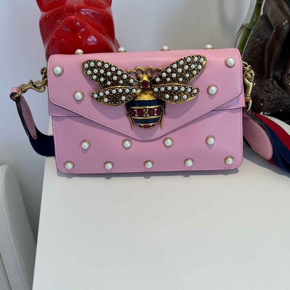 Gucci Pink Crossbody Bag with Bee Embellishment